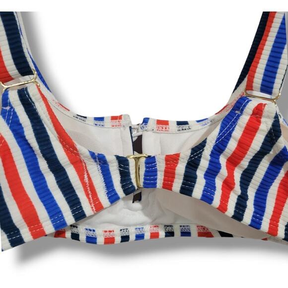 Xhilaration Juniors Patriotic Ribbed Striped Bikini Top XS Red White Blue - Picture 2 of 12